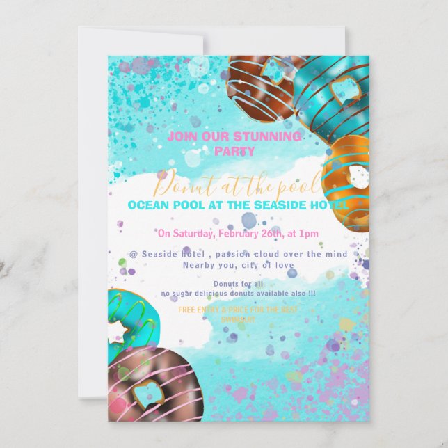 Pool party - doughnut party announcement (Front)