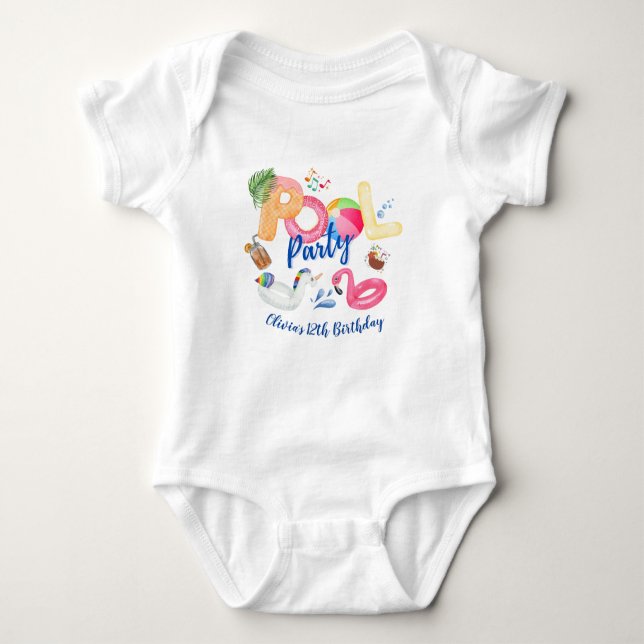 Pool Party Family Matching Baby Bodysuit (Front)