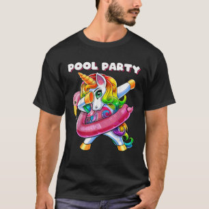 Pool Party Flamingo Float Dabbing Unicorn Girls Wo T-Shirt