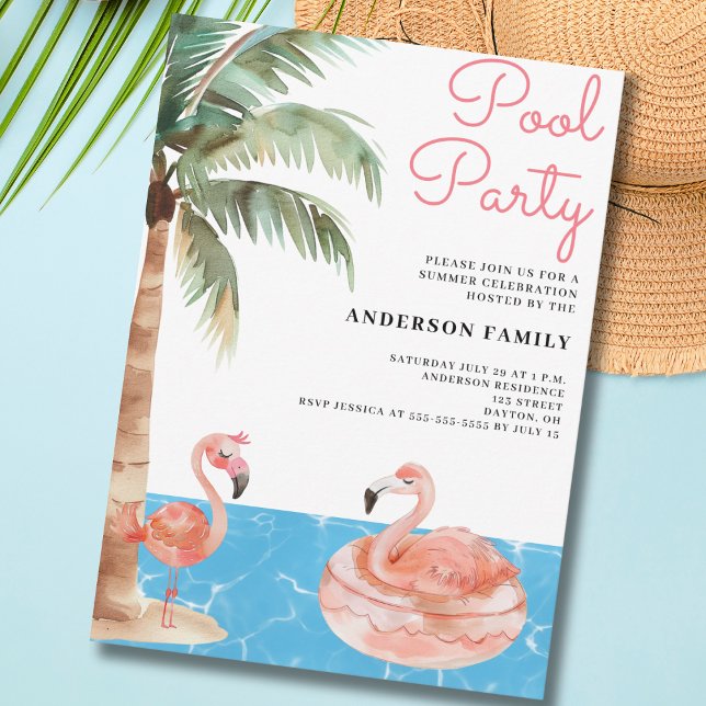 Pool Party Flamingo Invitation (Creator Uploaded)