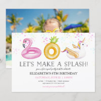 Pool Party Floatie Birthday Photo Invitation