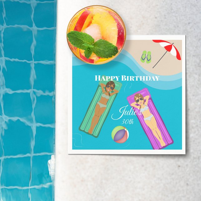 Pool Party for 30th Birthday Napkin (Creator Uploaded)