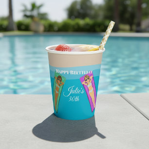 Pool Party for 30th Birthday Paper Cups