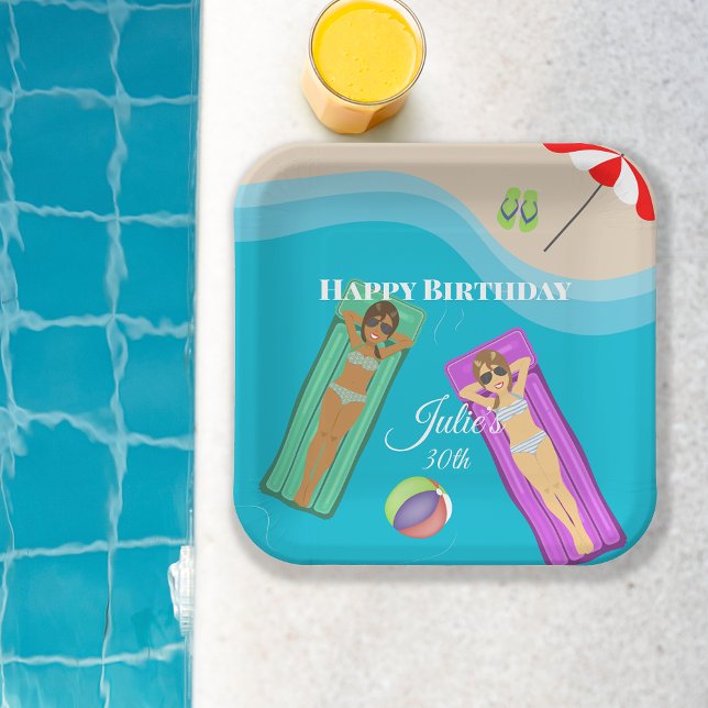 Pool Party for 30th Birthday Paper Plate (Creator Uploaded)