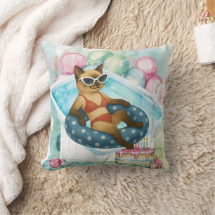 Pool Party for Siamese Cat lovers Cushion