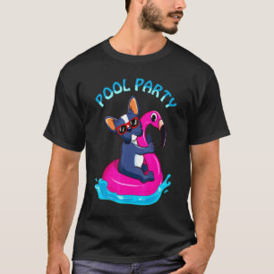 Pool Party French Bulldog On Flamingo Float For Wo T-Shirt