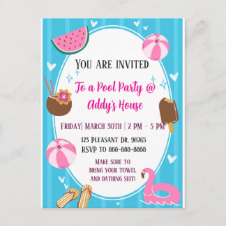 Pool Party Fun! Birthday Pool Party! Holiday Postcard
