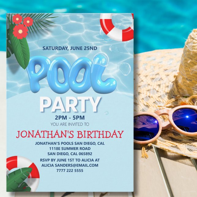 Pool Party fun Summer Birthday Invitation (Creator Uploaded)