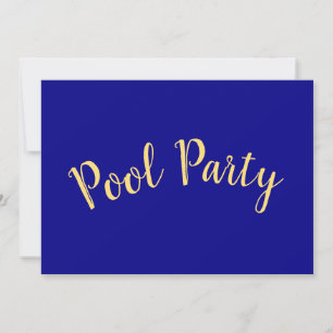 POOL PARTY Fun Text Modern Navy Blue Background