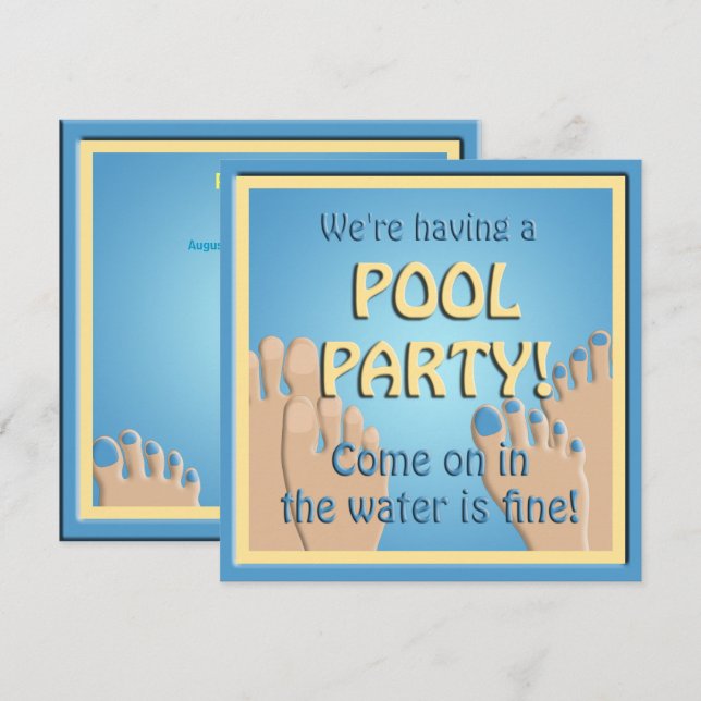 Pool Party  Funny Feet Invitation (Front/Back)