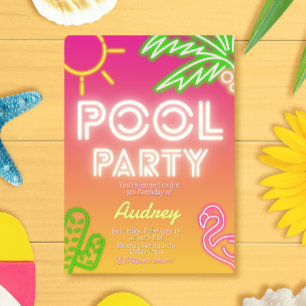 Pool Party Girl Birthday Invitation