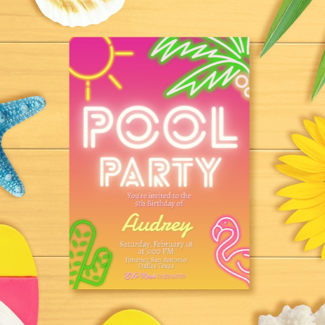 Pool Party Girl Birthday Invitation (Pool Party Girl Birthday Invitation)