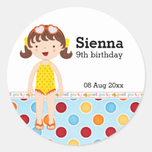 Pool Party (Girl) Classic Round Sticker