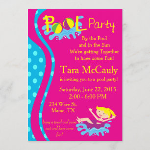 Pool Party Girl Invite