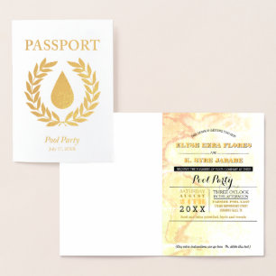 Pool Party Gold Foil Passport Card