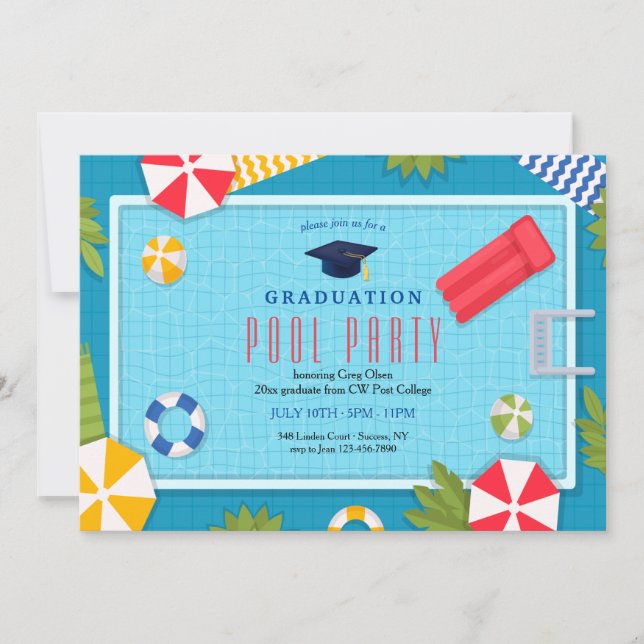 Pool Party Graduation Invitation (Front)