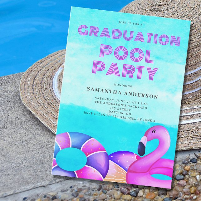 Pool Party Graduation  Invitation (Creator Uploaded)