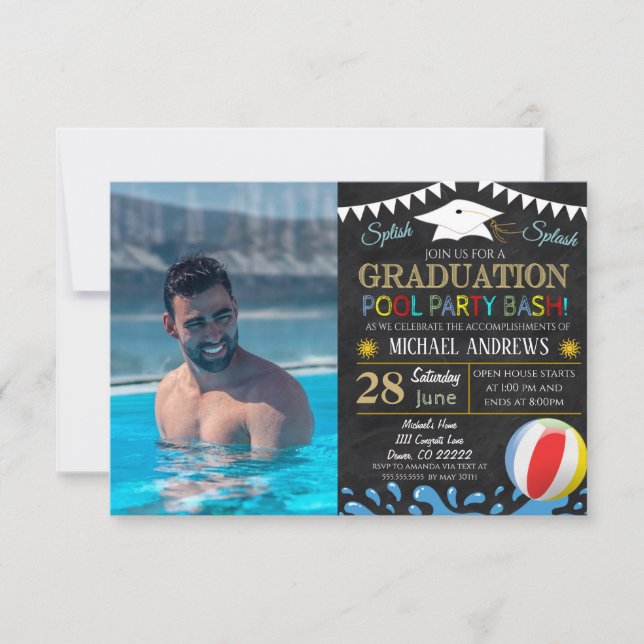 Pool Party Graduation Invitation (Front)