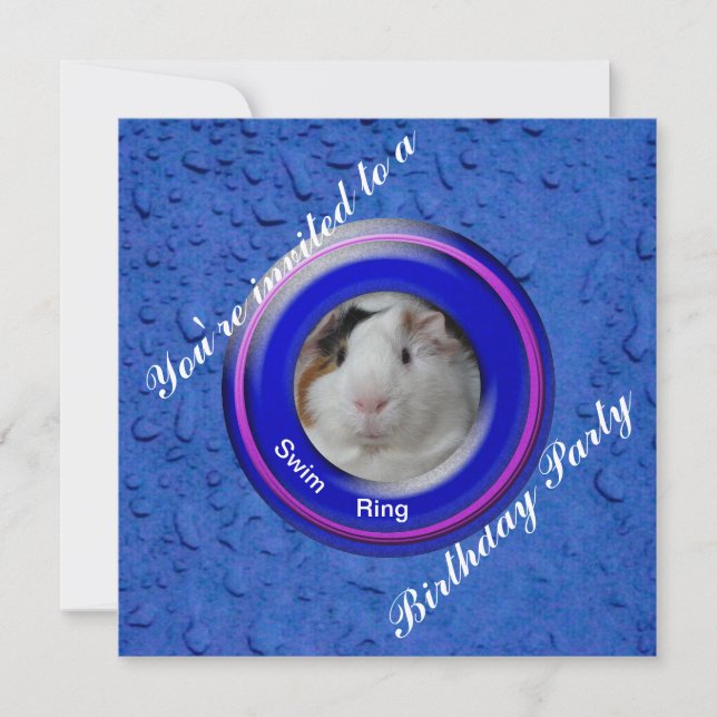Pool party guinea pig invitation (Front)