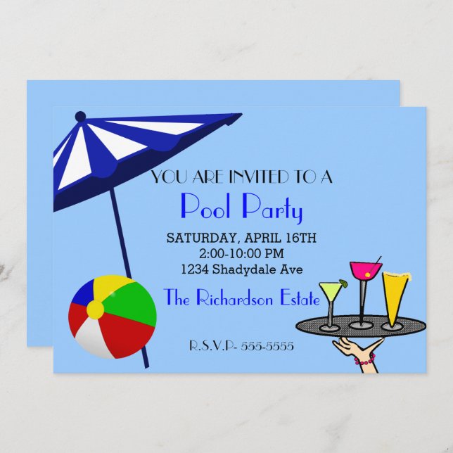 Pool Party Invitation (Front/Back)