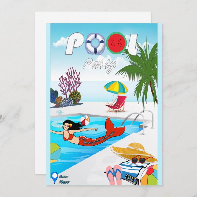 Pool Party Invitation (Front/Back)