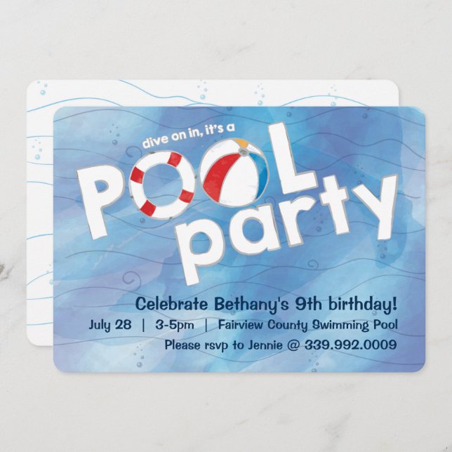 Pool Party Invitation (Front/Back)
