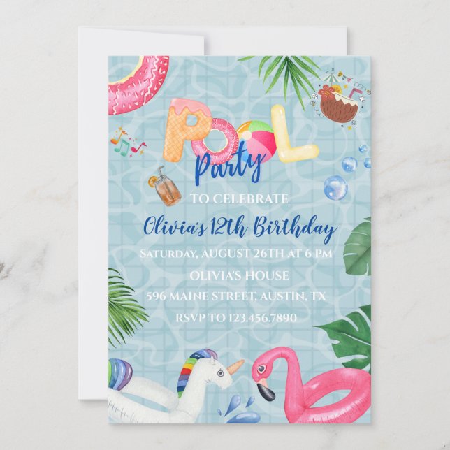 Pool Party Invitation (Front)