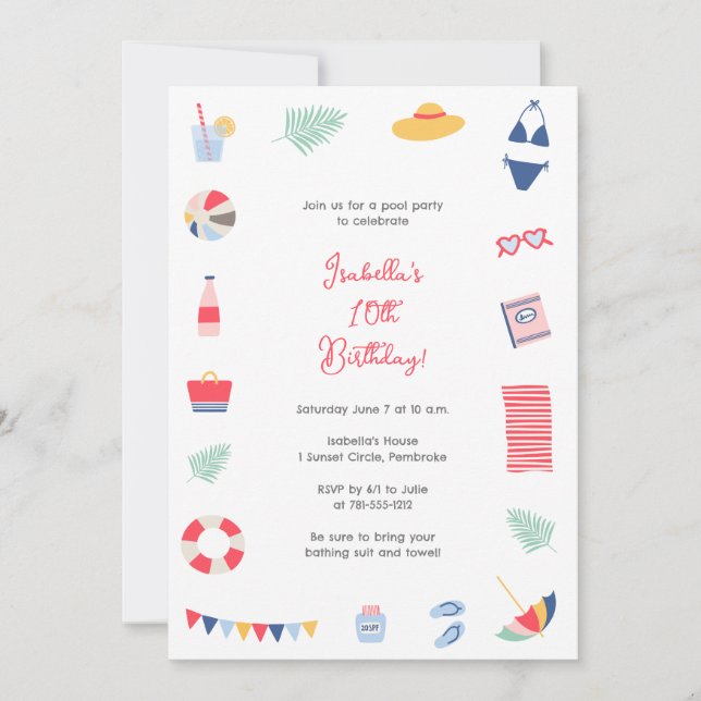 Pool Party Invitation (Front)
