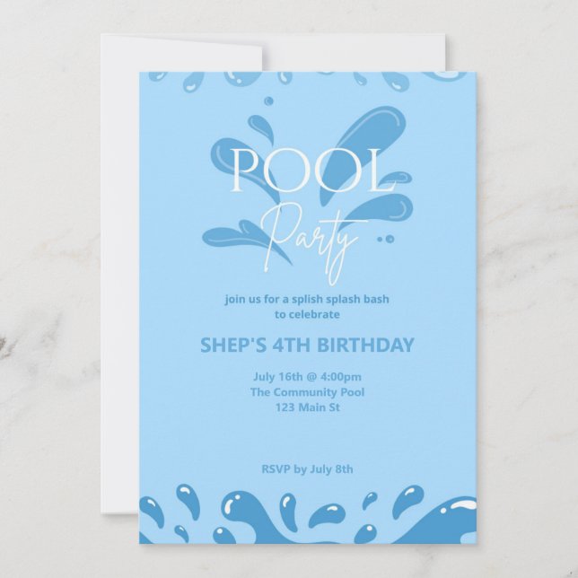 pool party invitation (Front)