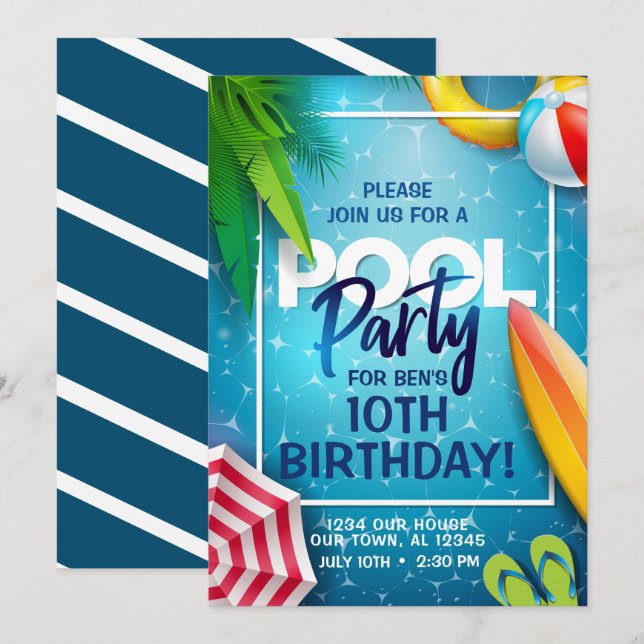 Pool Party Invitation (Front/Back)
