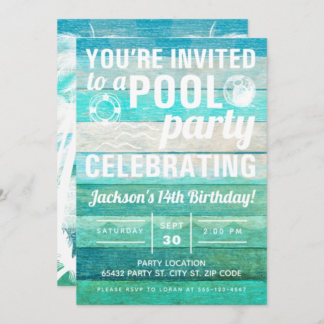 Pool Party Invitation (Front/Back)