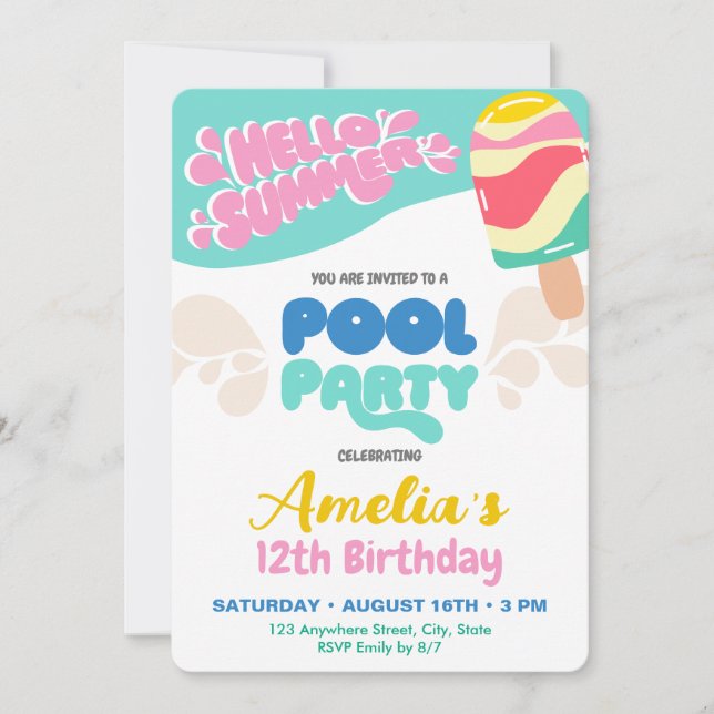 Pool Party Invitation (Front)