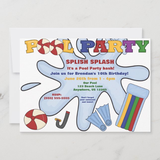 Pool Party Invitation (Front)