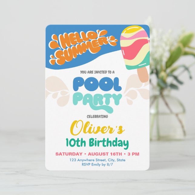 Pool Party Invitation (Standing Front)