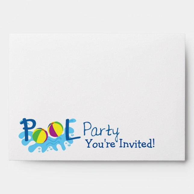Pool Party Invitation Envelope - Navy (Front)