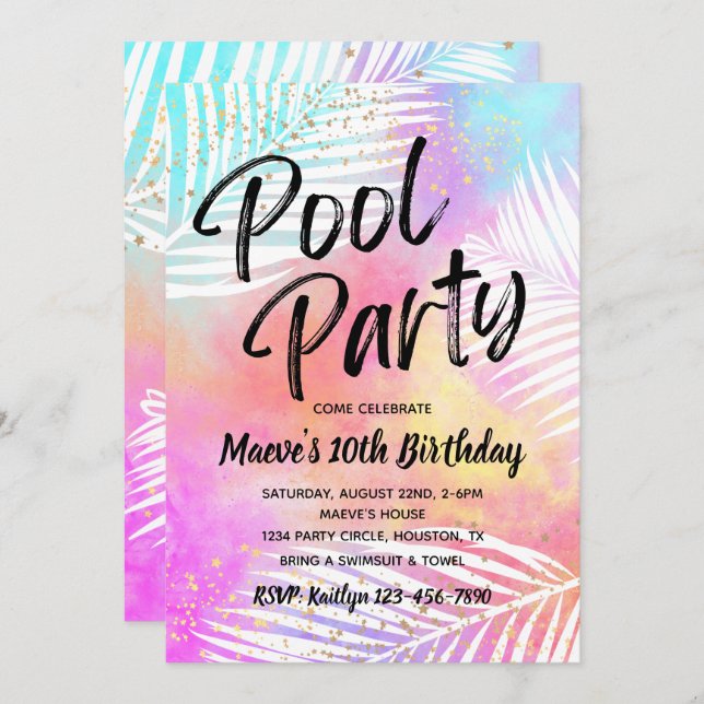 Pool Party Invitation | Pool Party Birthday (Front/Back)