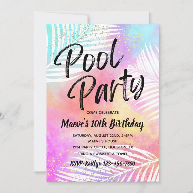 Pool Party Invitation | Pool Party Birthday (Front)