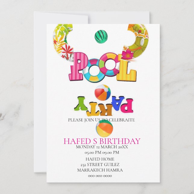Pool Party Invitation Pool Party Birthday Invitati (Front)