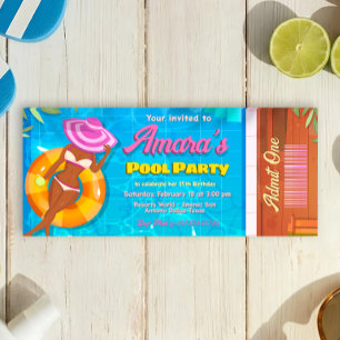 Pool Party Invitation Ticket