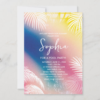 Pool Party Invitation Tropical Summer