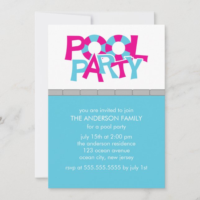 Pool Party Invitations (Front)