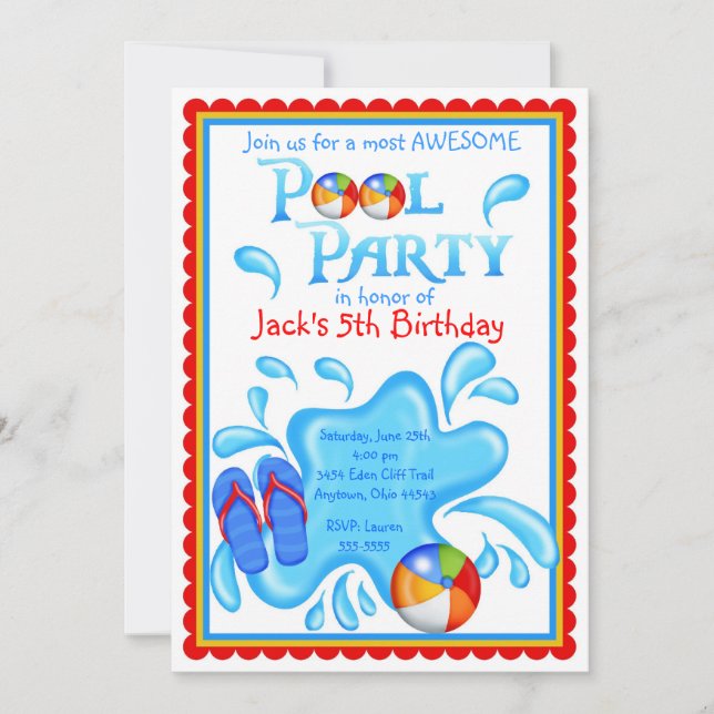 Pool Party Invitations (Front)