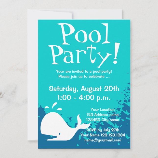 Pool party invitations | Custom invites (Front)