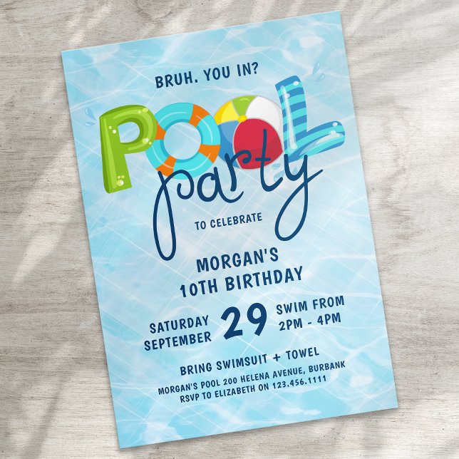 Pool Party KId's Birthday Party Invitation (Creator Uploaded)