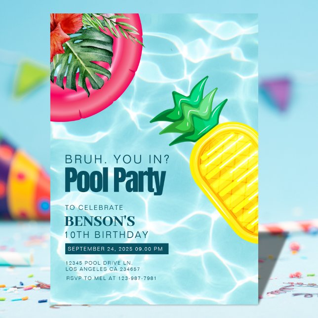 Pool Party Kid's Birthday Party Invitation (Creator Uploaded)