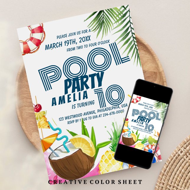 Pool Party Kids Birthday Party Invitation (Creator Uploaded)