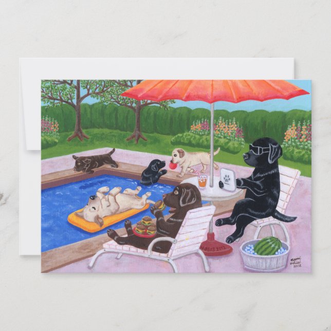 Pool Party Labradors 2 Invitation (Front)