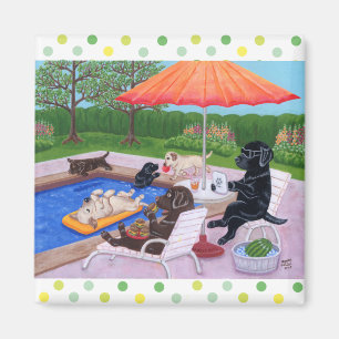 Pool Party Labradors 2 Magnet