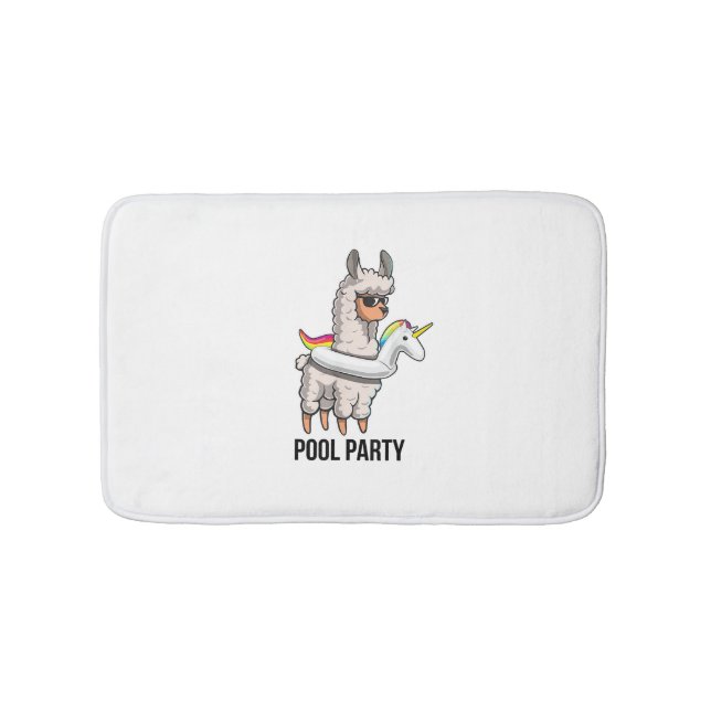 Pool Party Llama Unicorn Float Shirt Funny Llama G Bath Mat (Front)