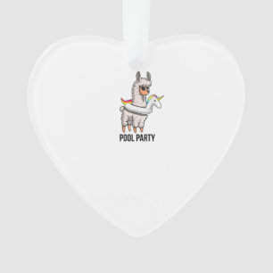 Pool Party Llama Unicorn Float Shirt Funny Llama G Ornament